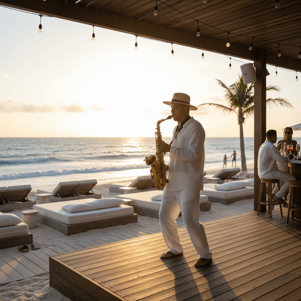 Sunset performance on deck