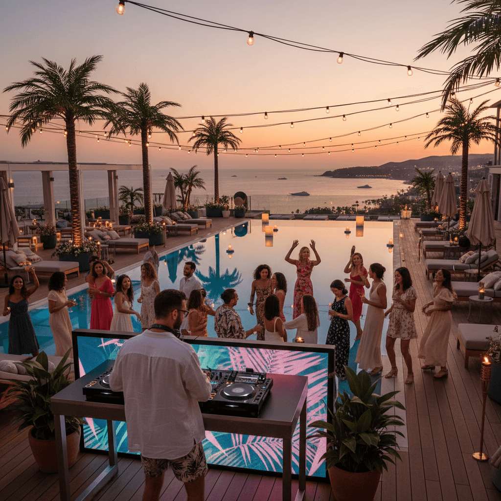 Evening pool gathering