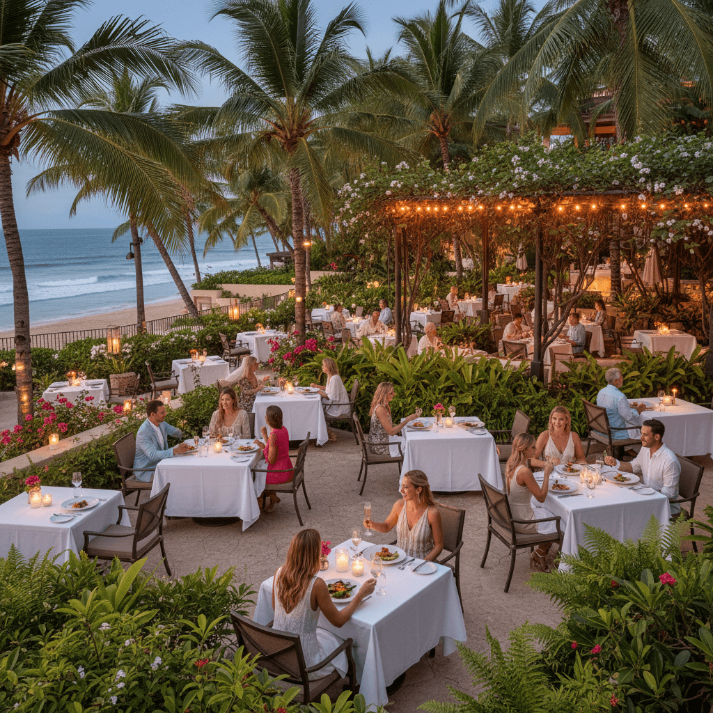 Candlelit dinner by the palms