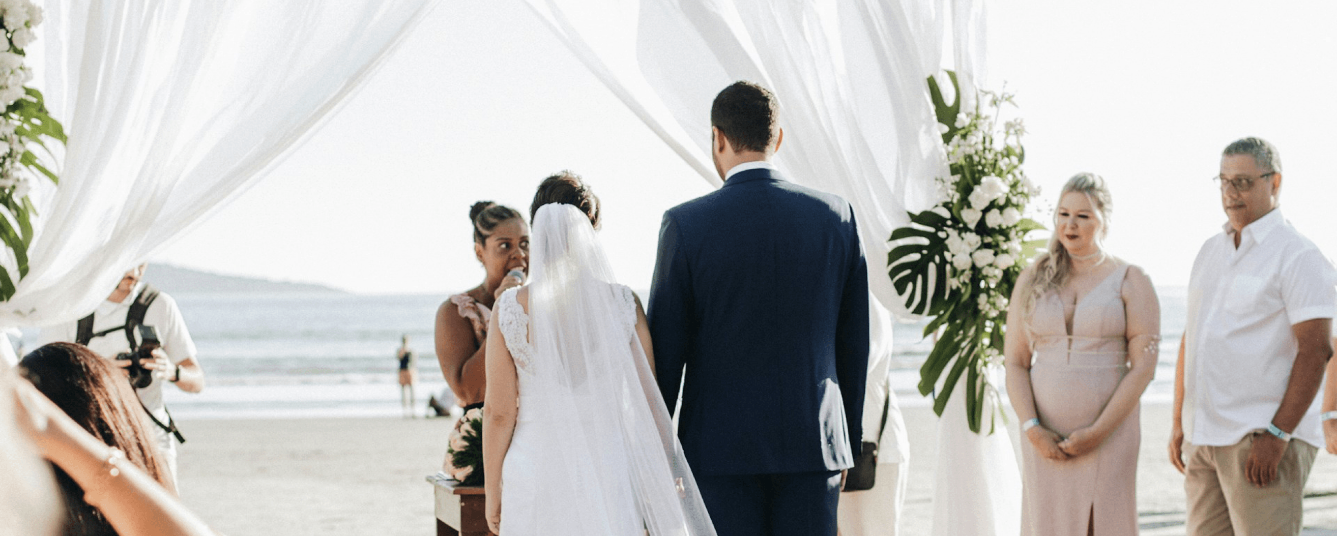 Beachfront wedding ceremony at Les Salines
