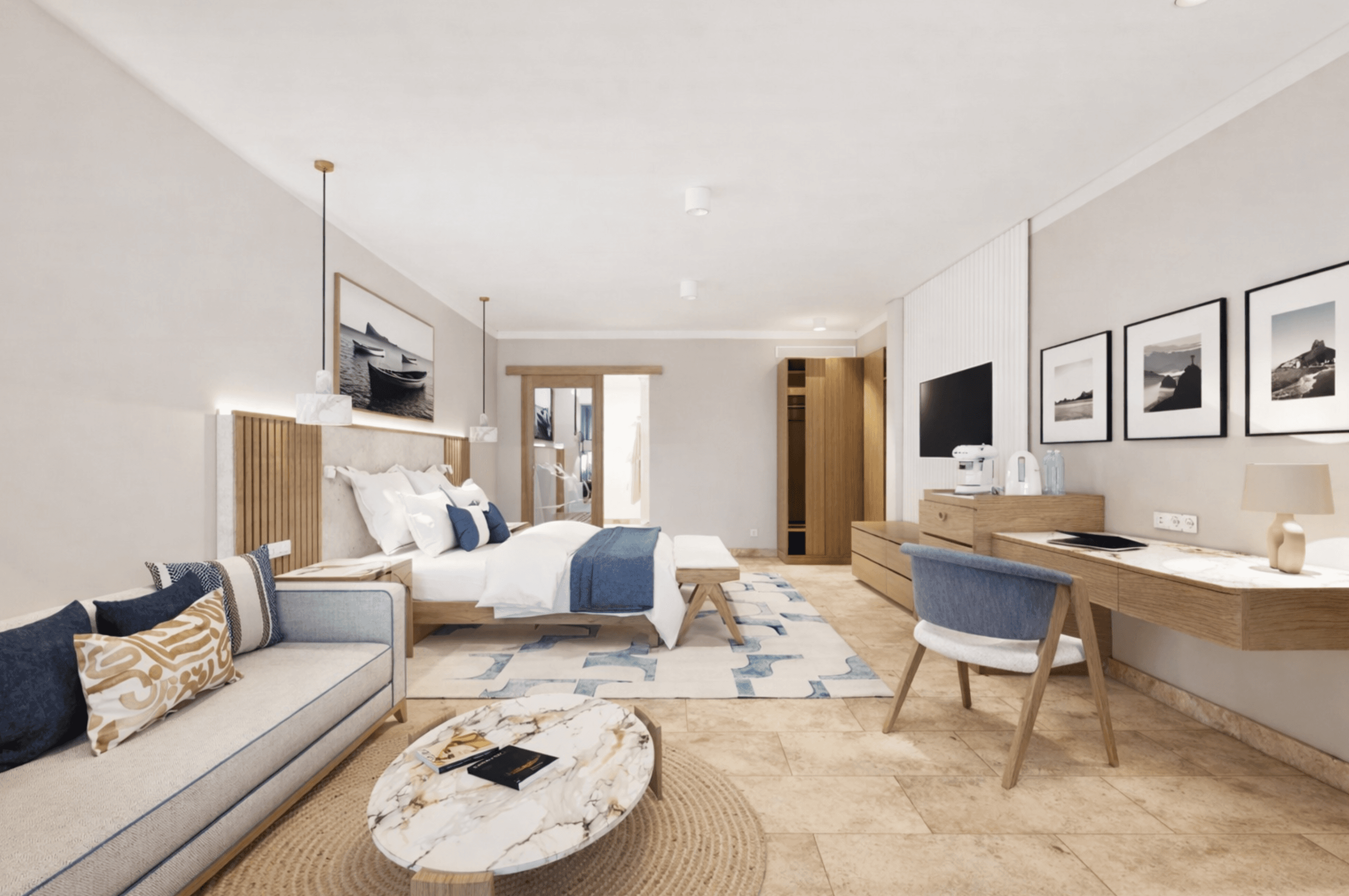 Sea View Junior Suite bedroom and seating area
