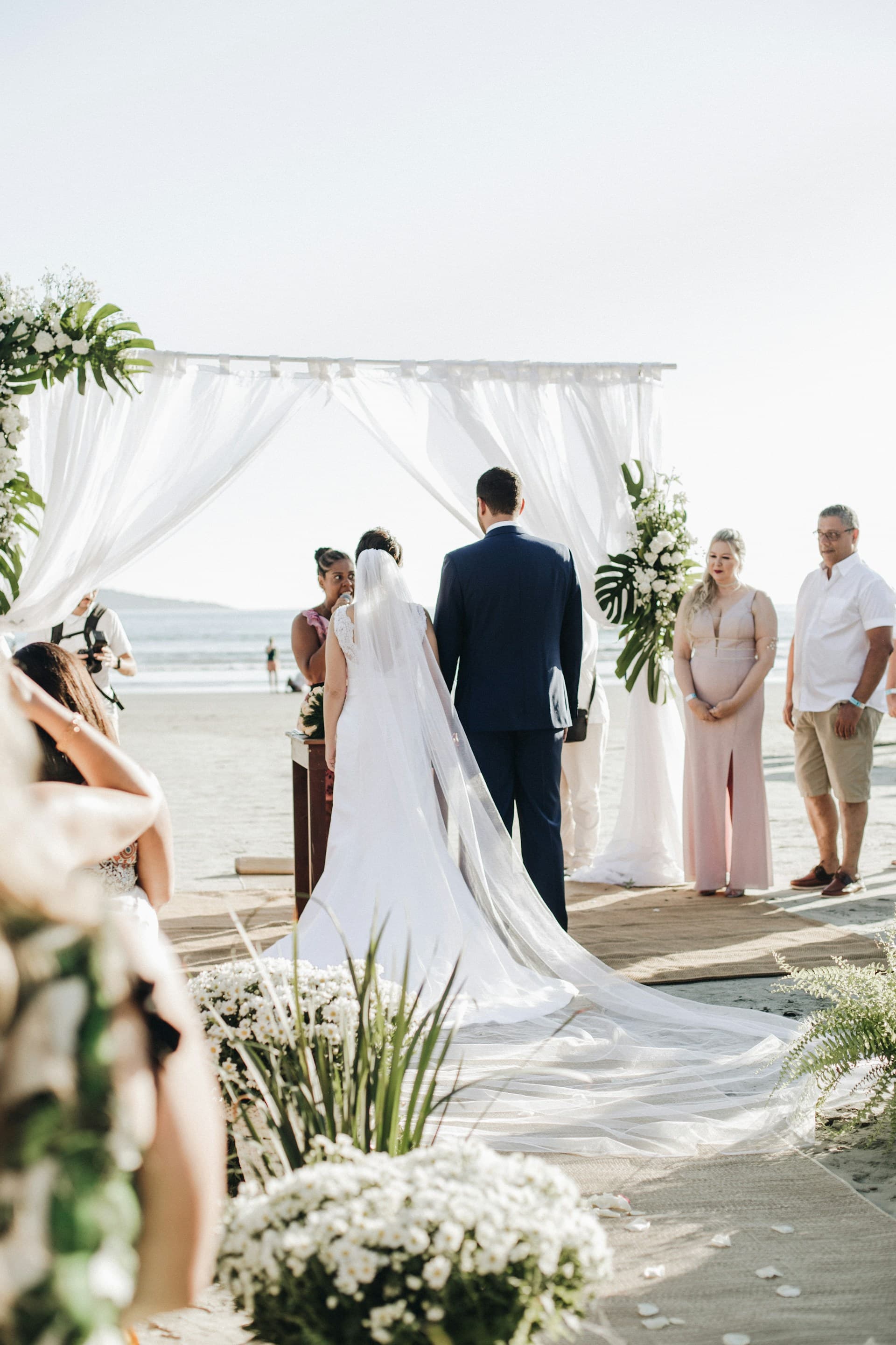 Beachfront wedding ceremony at Les Salines