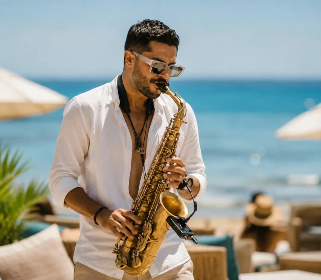 Music at WESS — saxophone on the beach